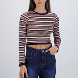 Top manga larga mini rayas