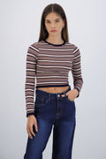 Top manga larga mini rayas