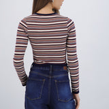 Top manga larga mini rayas