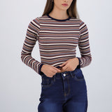 Top manga larga mini rayas