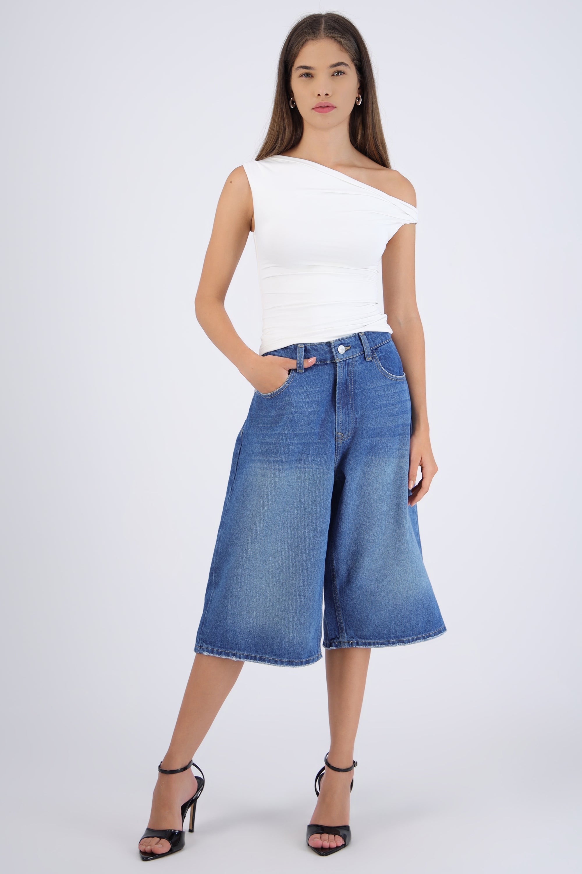 Bermuda denim larga MEDIUM WASH