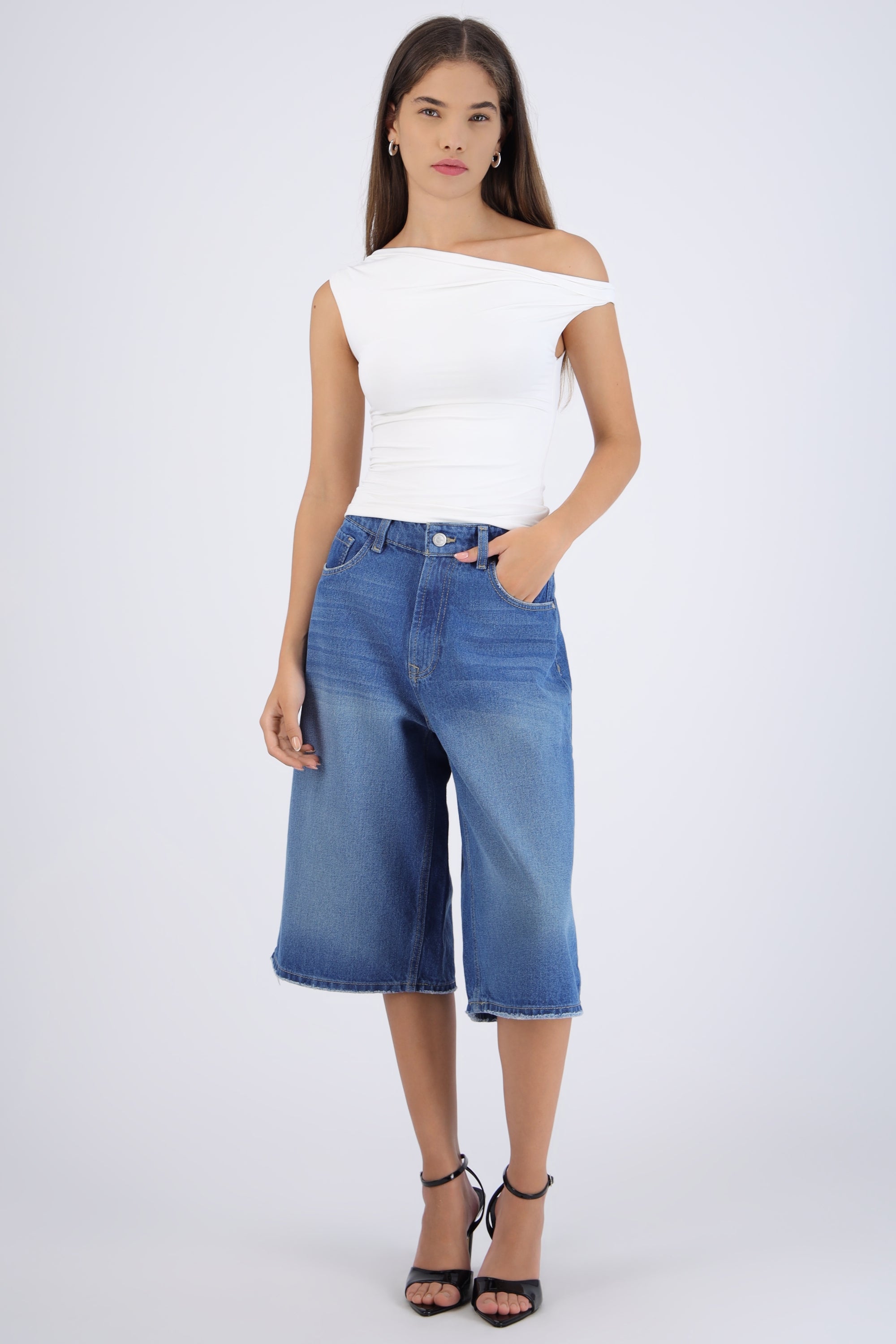 Bermuda denim larga MEDIUM WASH