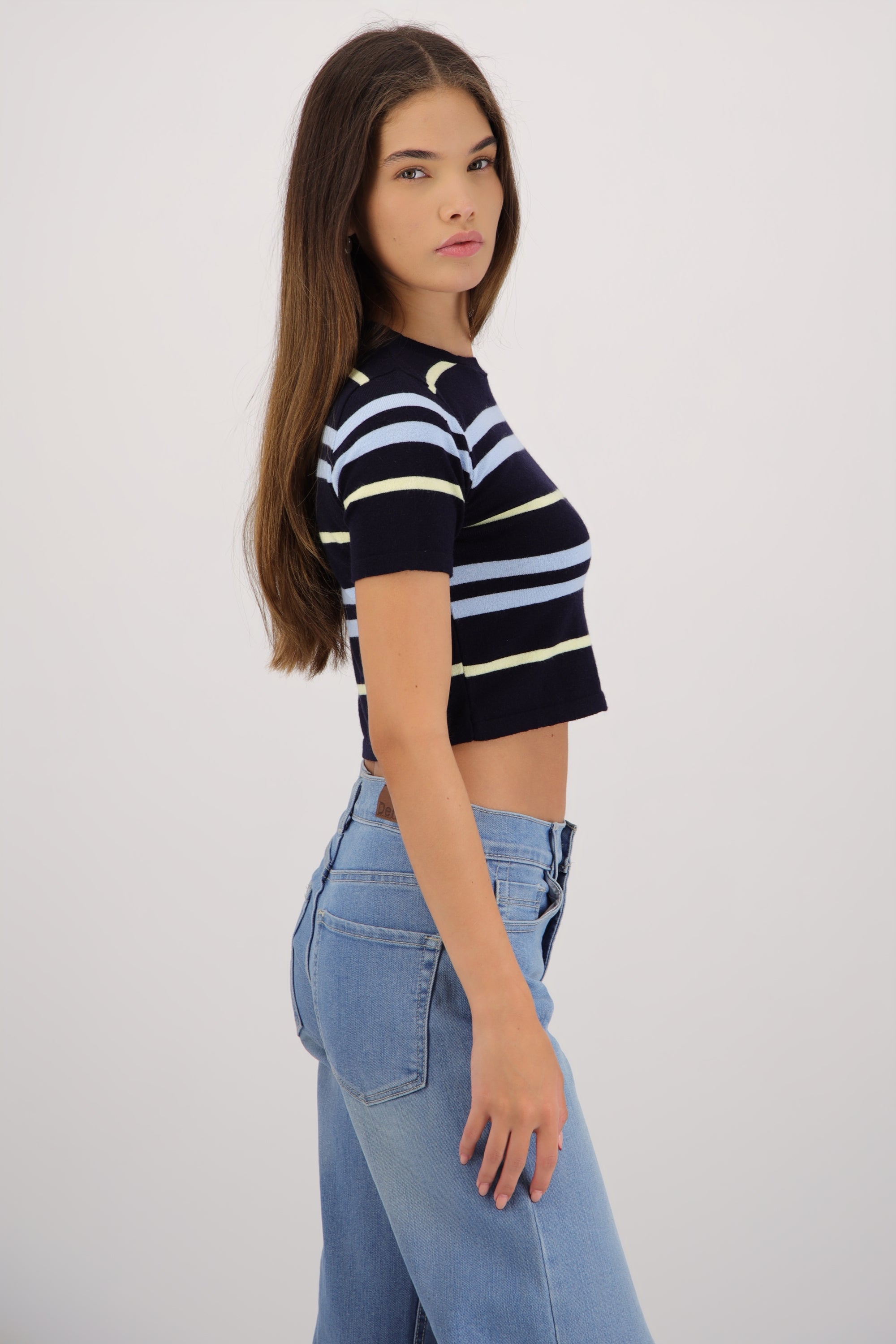 Top manga corta crop rayas MARINO COMBO
