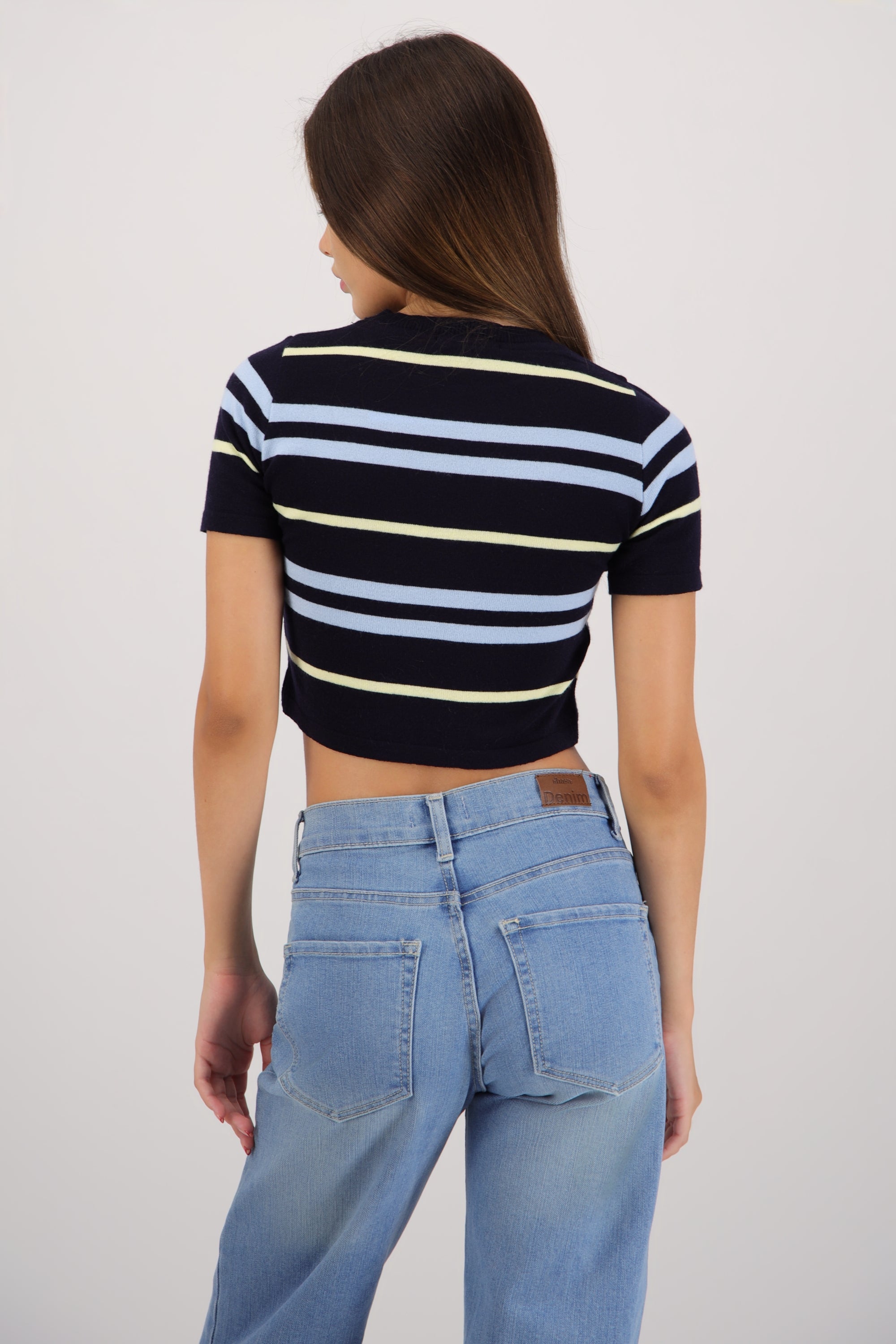 Top manga corta crop rayas MARINO COMBO
