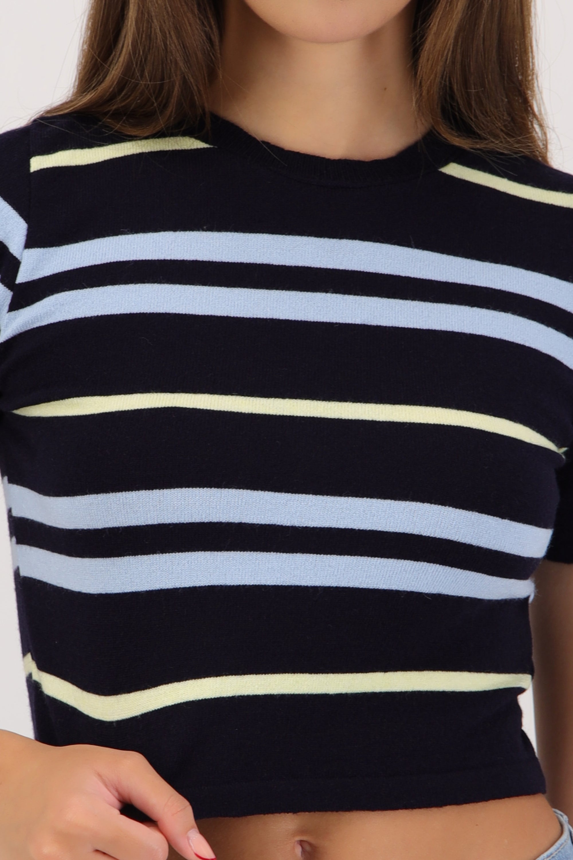 Top manga corta crop rayas MARINO COMBO