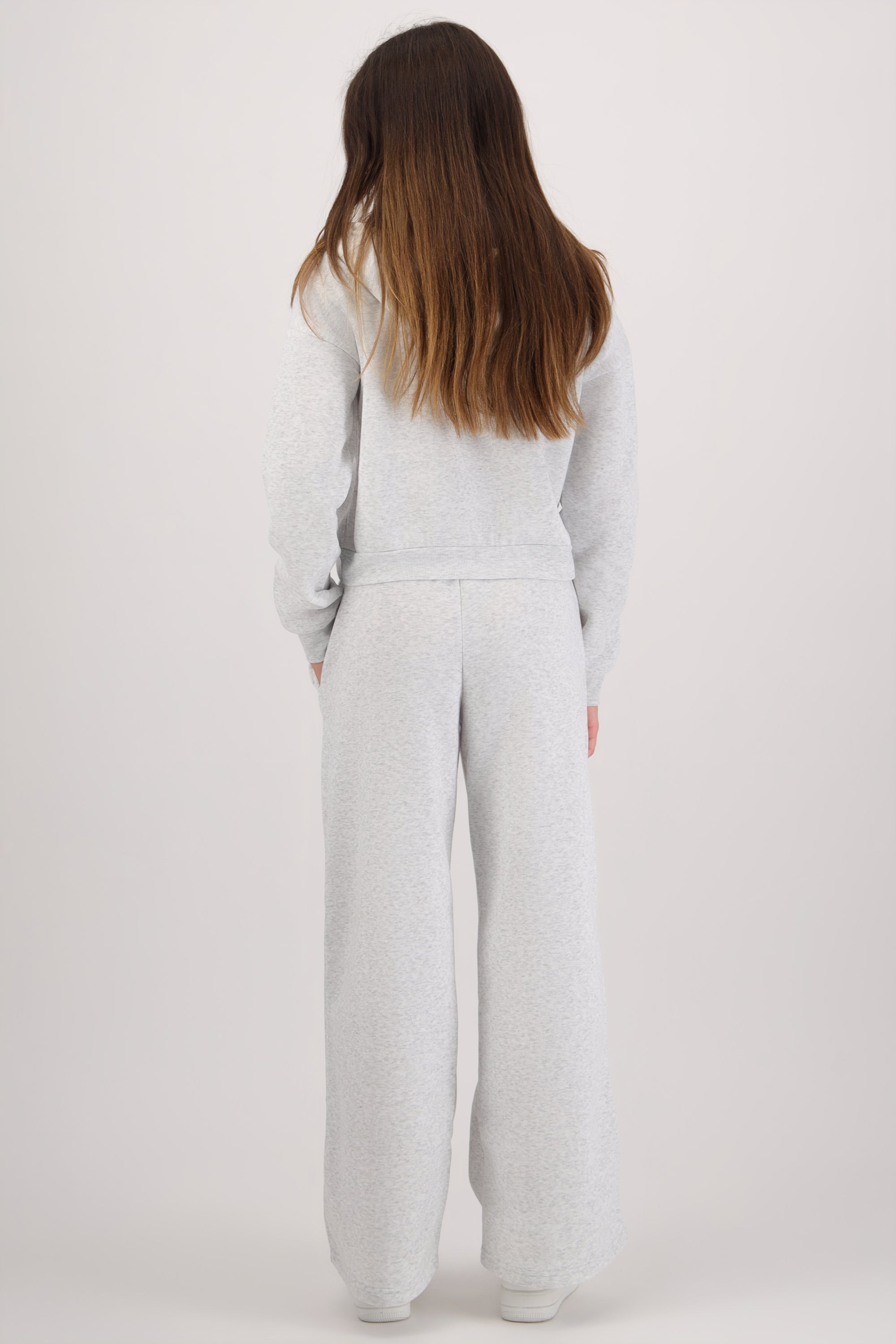 Pantalon wide leg detalle cintura jareta GRIS CLARO