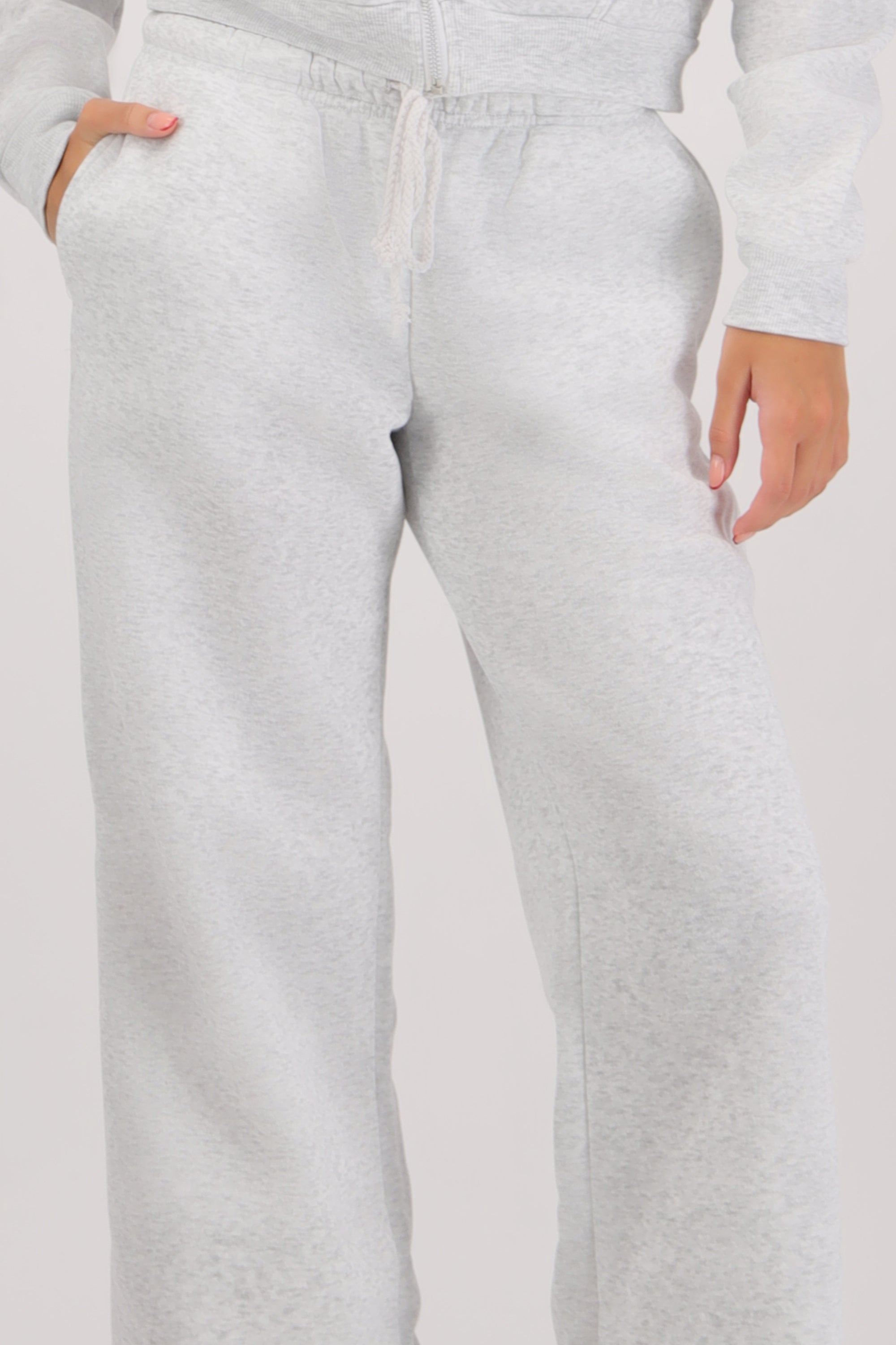 Pantalon wide leg detalle cintura jareta GRIS CLARO