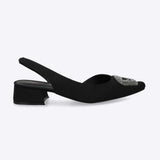 Mini tacón puntal hebilla brillos satin