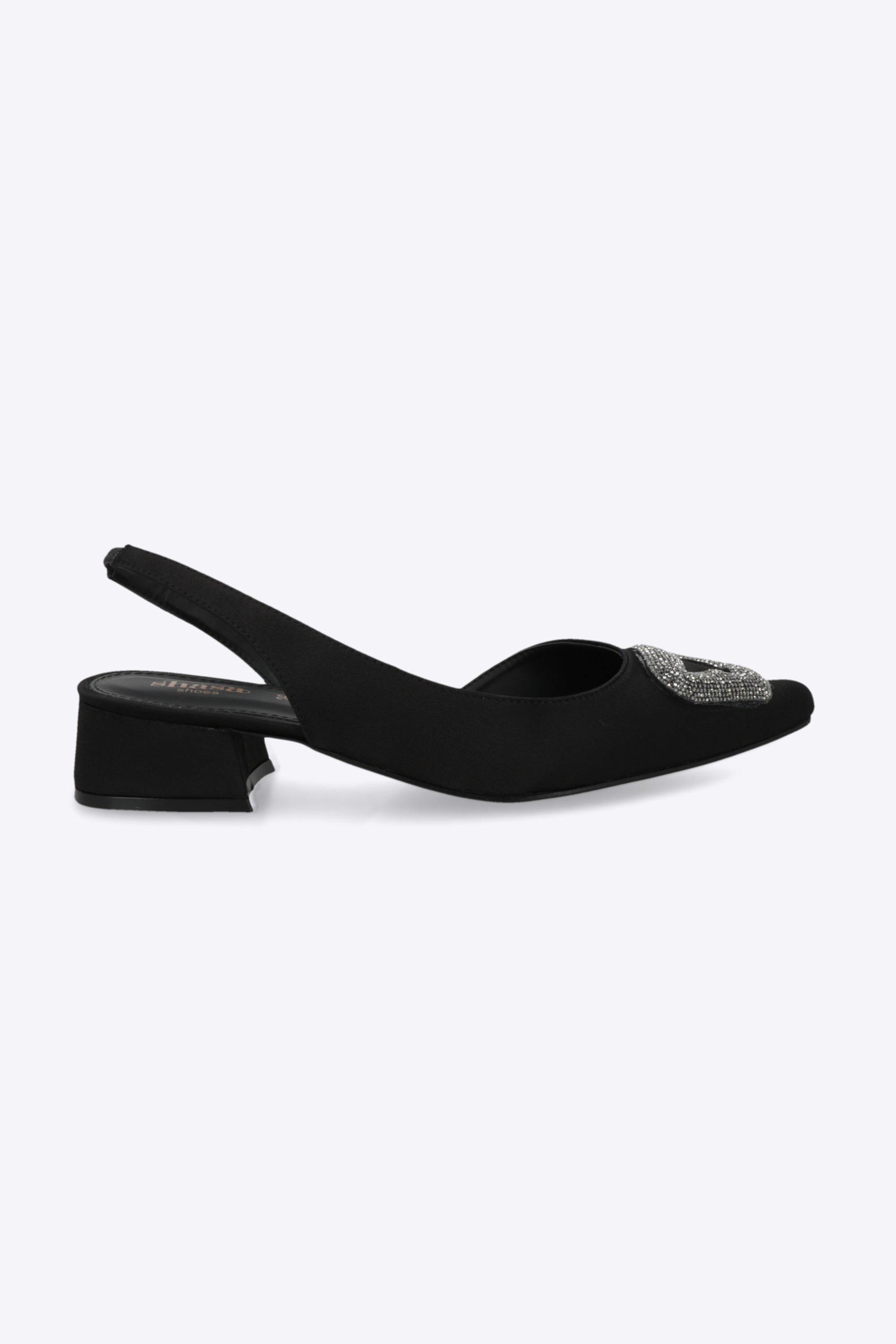 Mini tacón puntal hebilla brillos satin