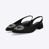 Mini tacón puntal hebilla brillos satin