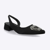 Mini tacón puntal hebilla brillos satin