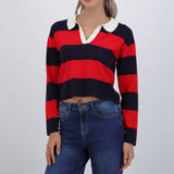 Suéter ligero polo rayas