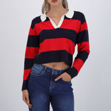 Suéter ligero polo rayas