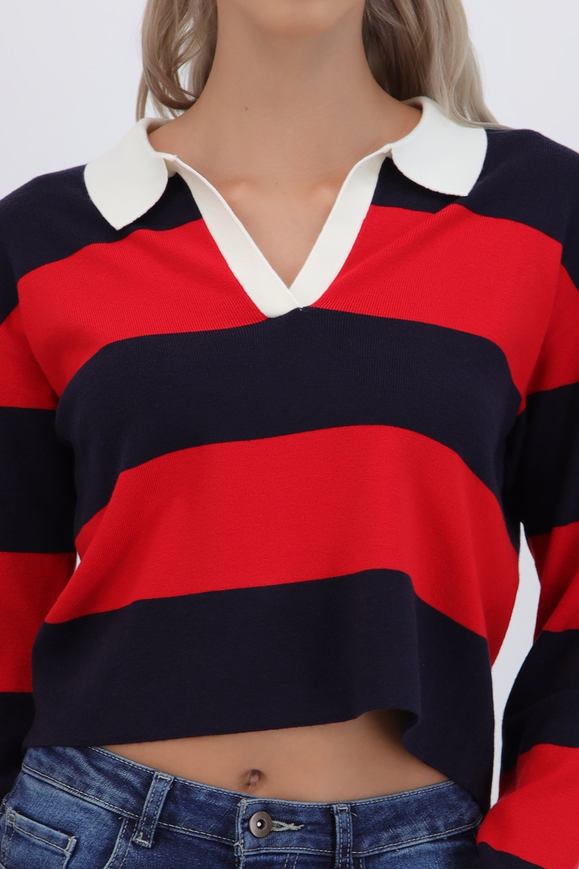 Suéter ligero polo rayas