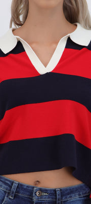 Suéter ligero polo rayas