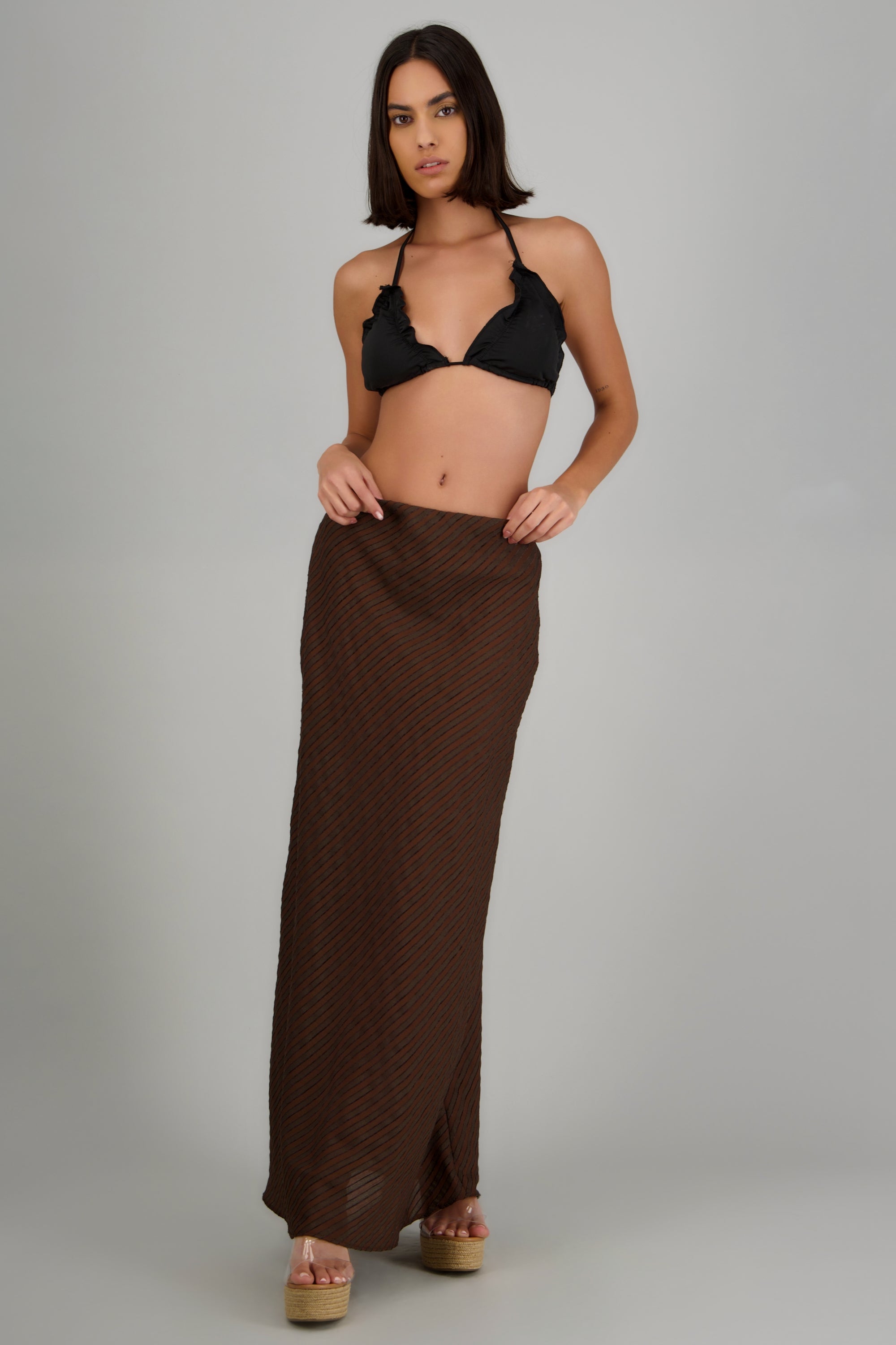Falda maxi textura CAFE