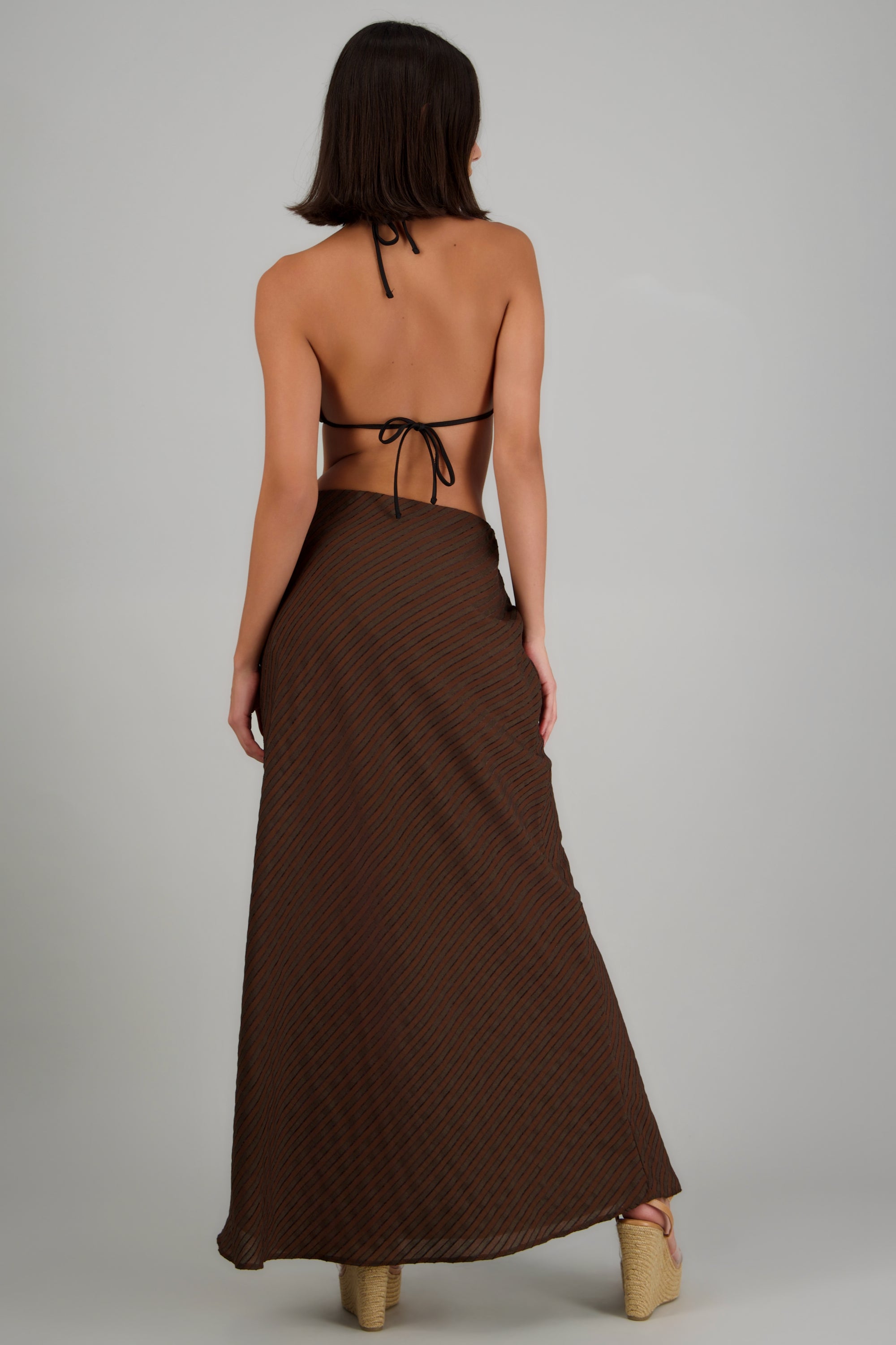 Falda maxi textura CAFE