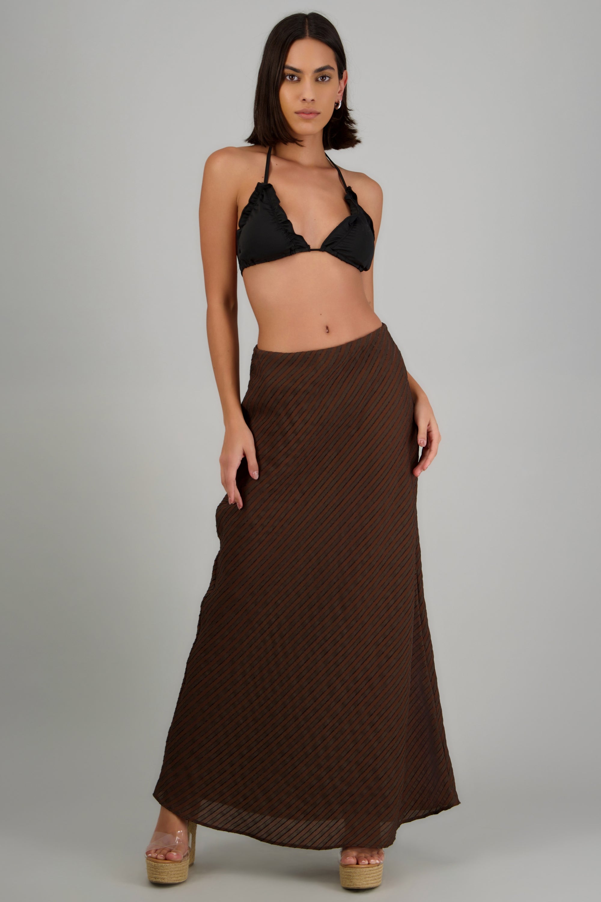 Falda maxi textura CAFE