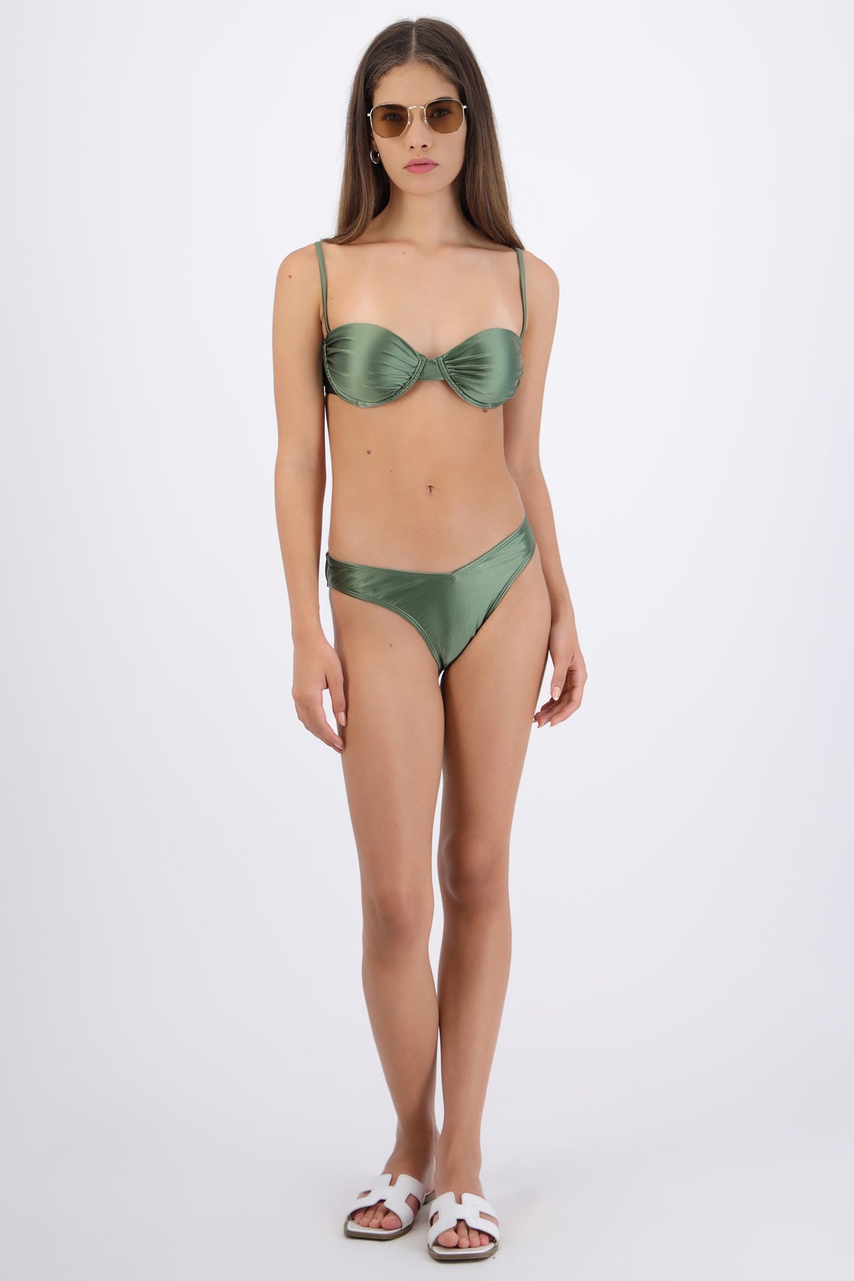 Bikini copas satin calzón v OLIVO