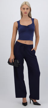 Pantalón wide leg detalle jareta