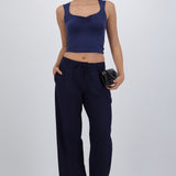 Pantalón wide leg detalle jareta