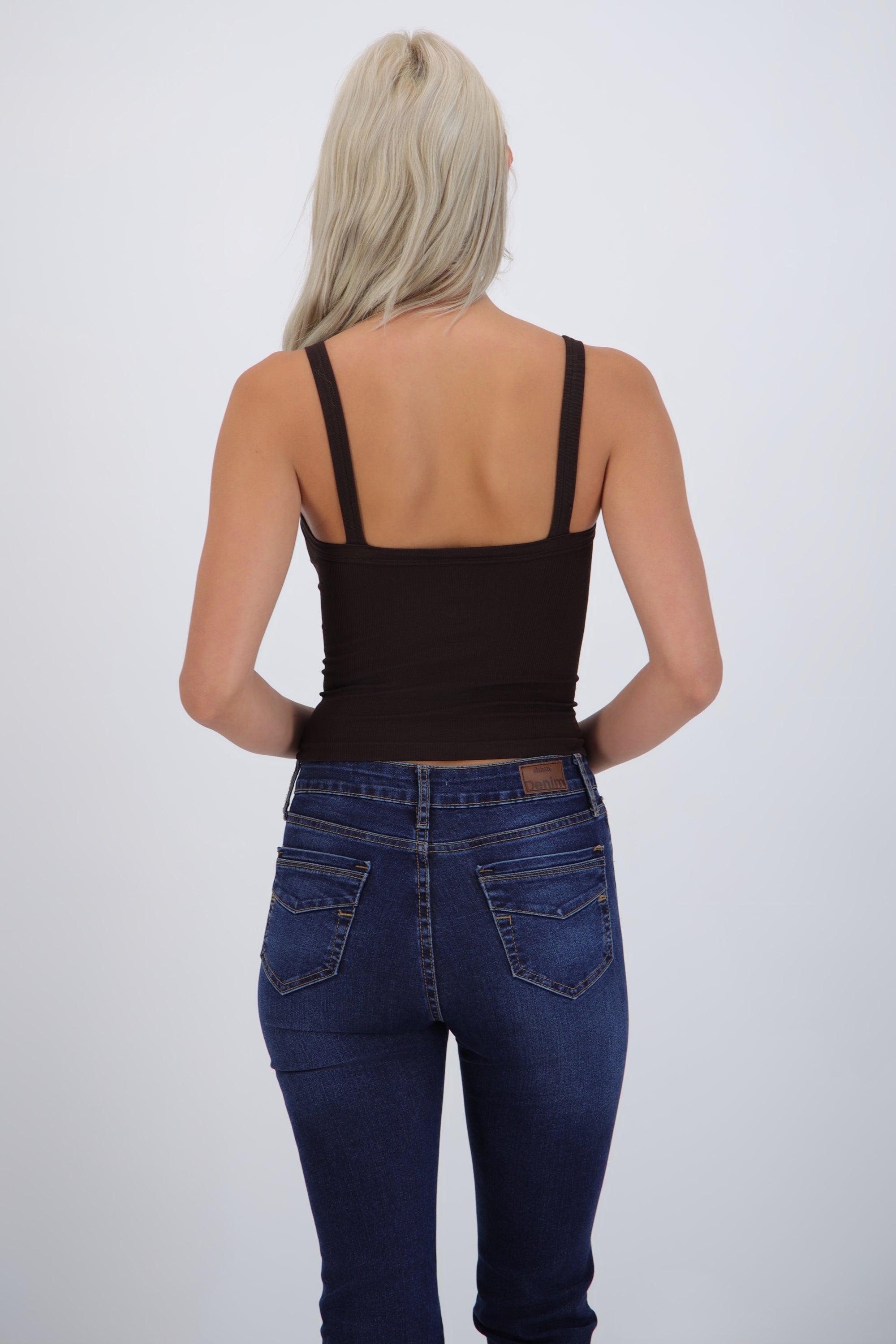 Top tirantes cuello v seamless CHOCOLATE