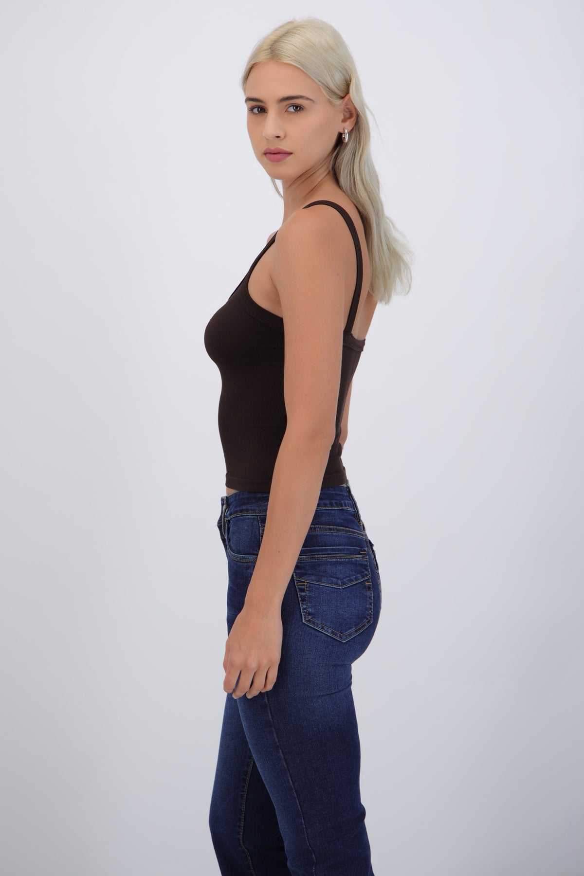 Top tirantes cuello v seamless CHOCOLATE
