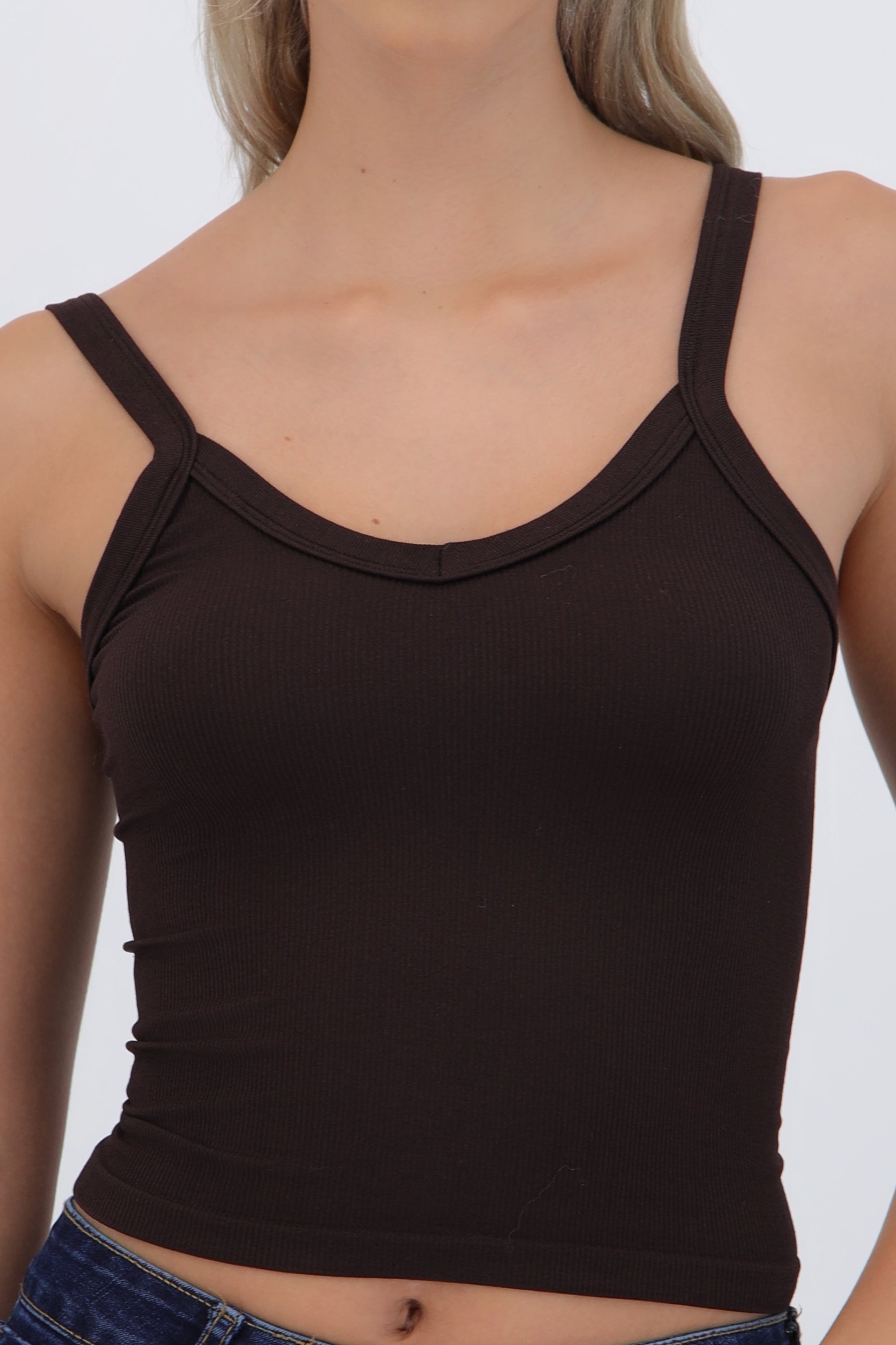 Top tirantes cuello v seamless CHOCOLATE