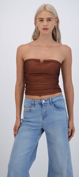 Top drapeado strapless