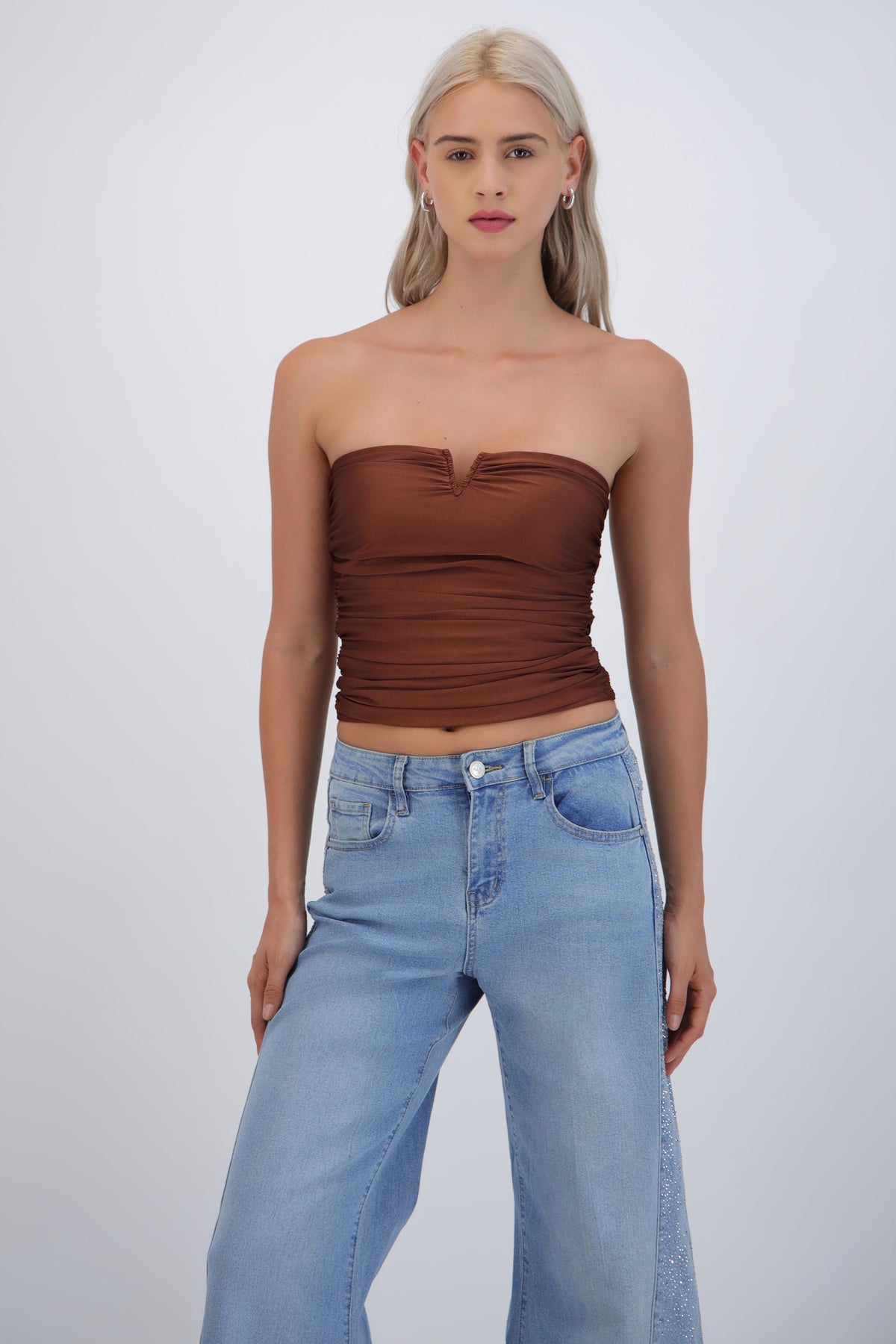 Top drapeado strapless CAFE