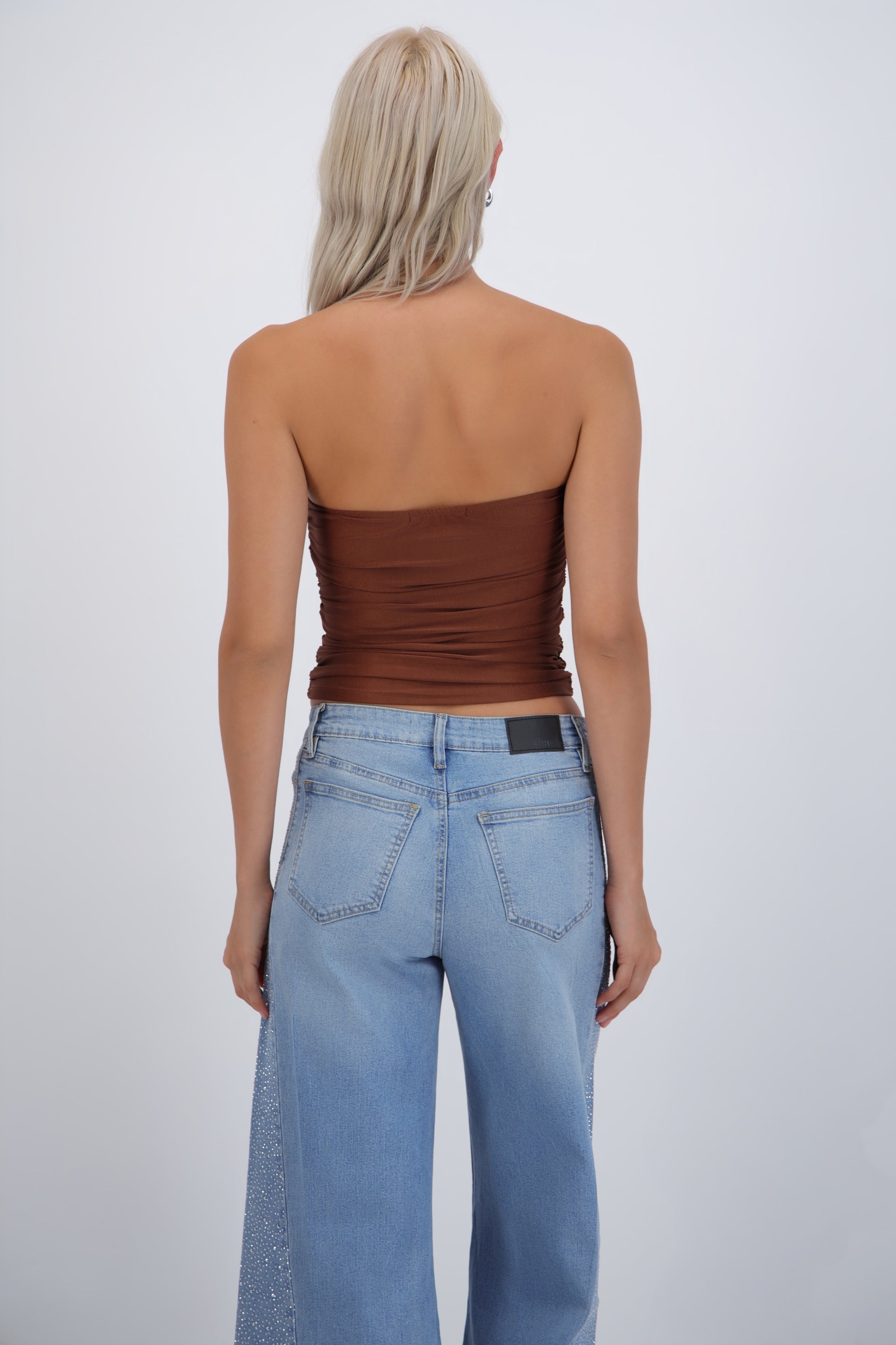 Top drapeado strapless CAFE