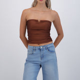 Top drapeado strapless