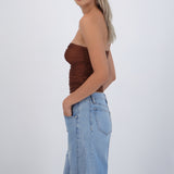 Top drapeado strapless