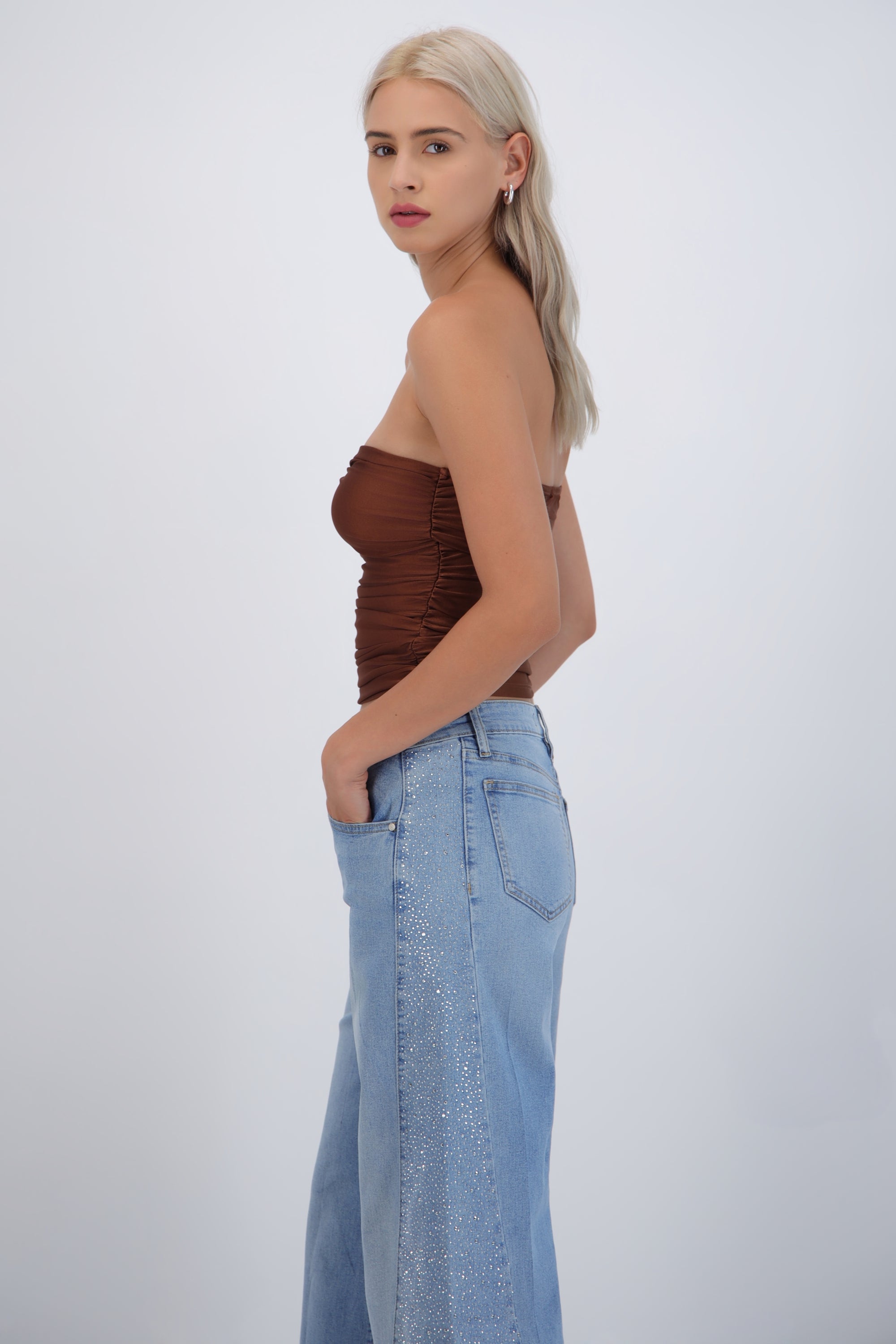 Top drapeado strapless