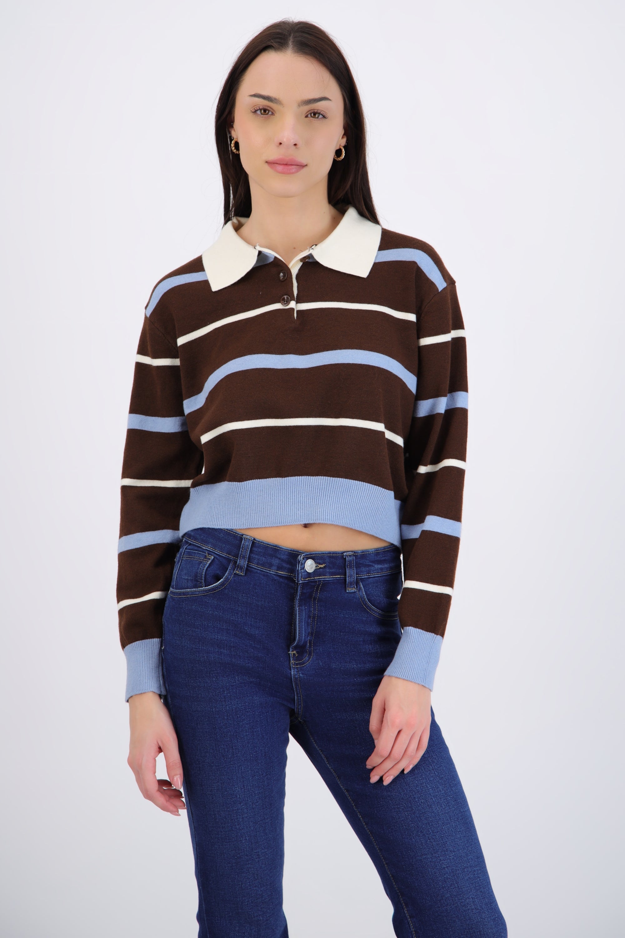 Suéter polo rayas