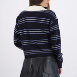 Suéter polo rayas crop