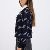Suéter polo rayas crop