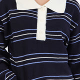 Suéter polo rayas crop