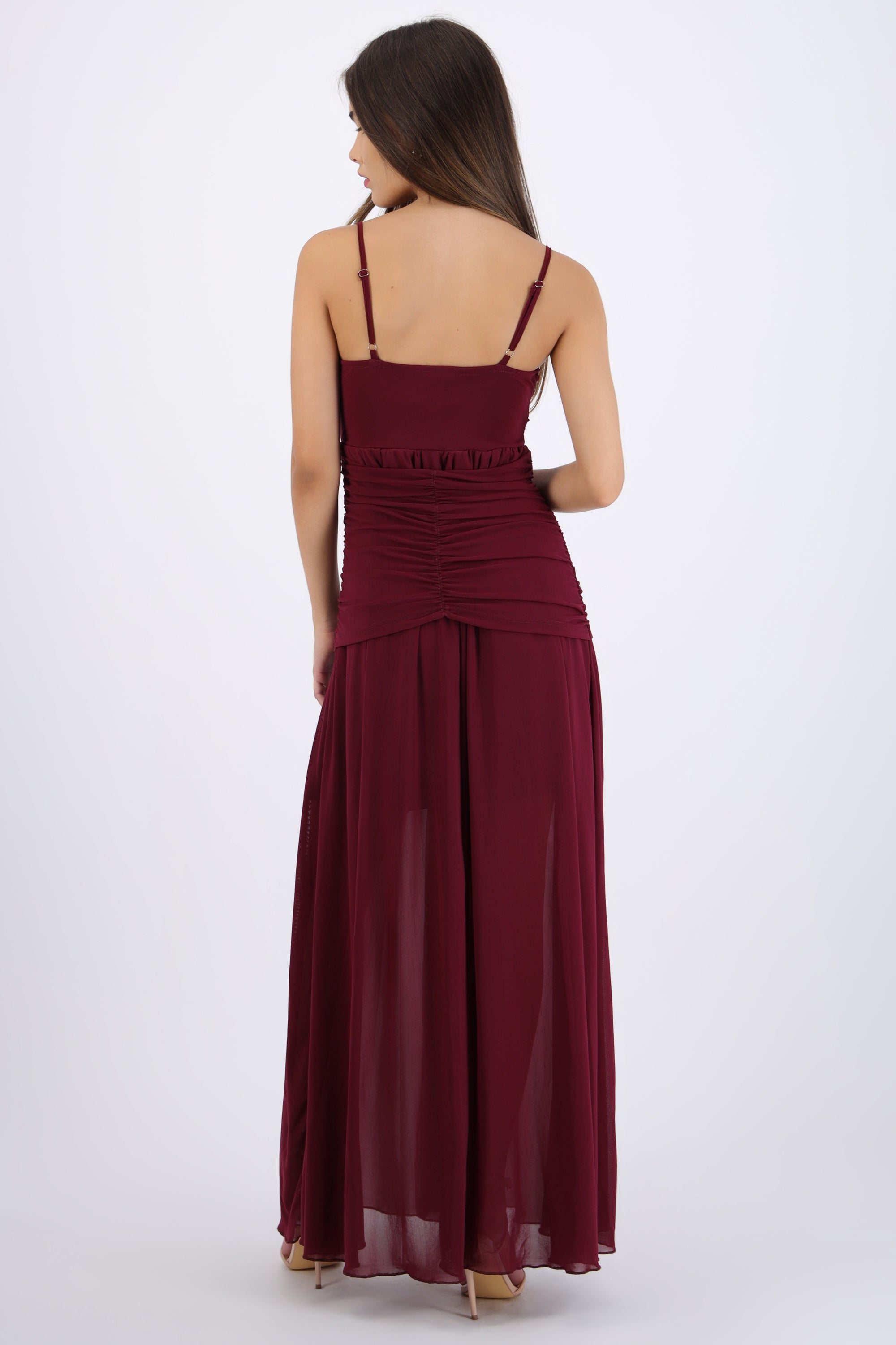 Vestido con nuedo tirantes CIRUELA