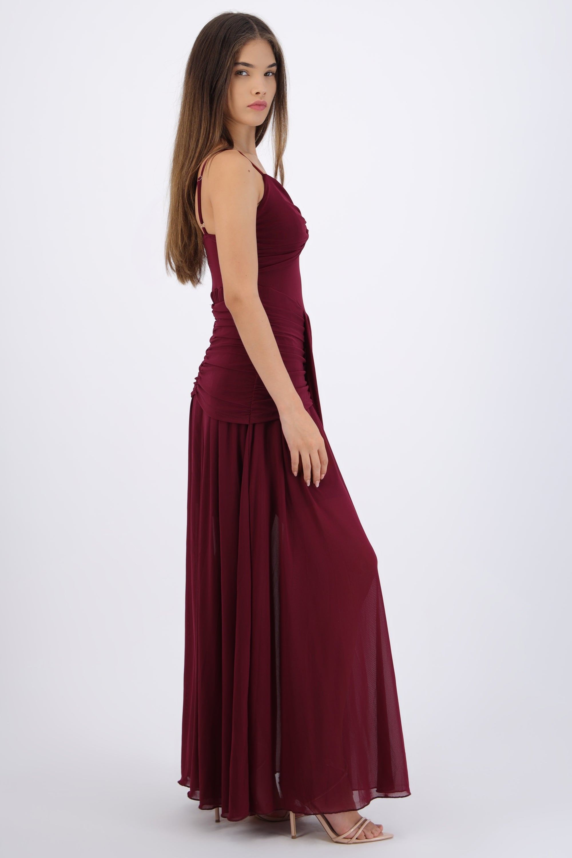 Vestido con nuedo tirantes CIRUELA