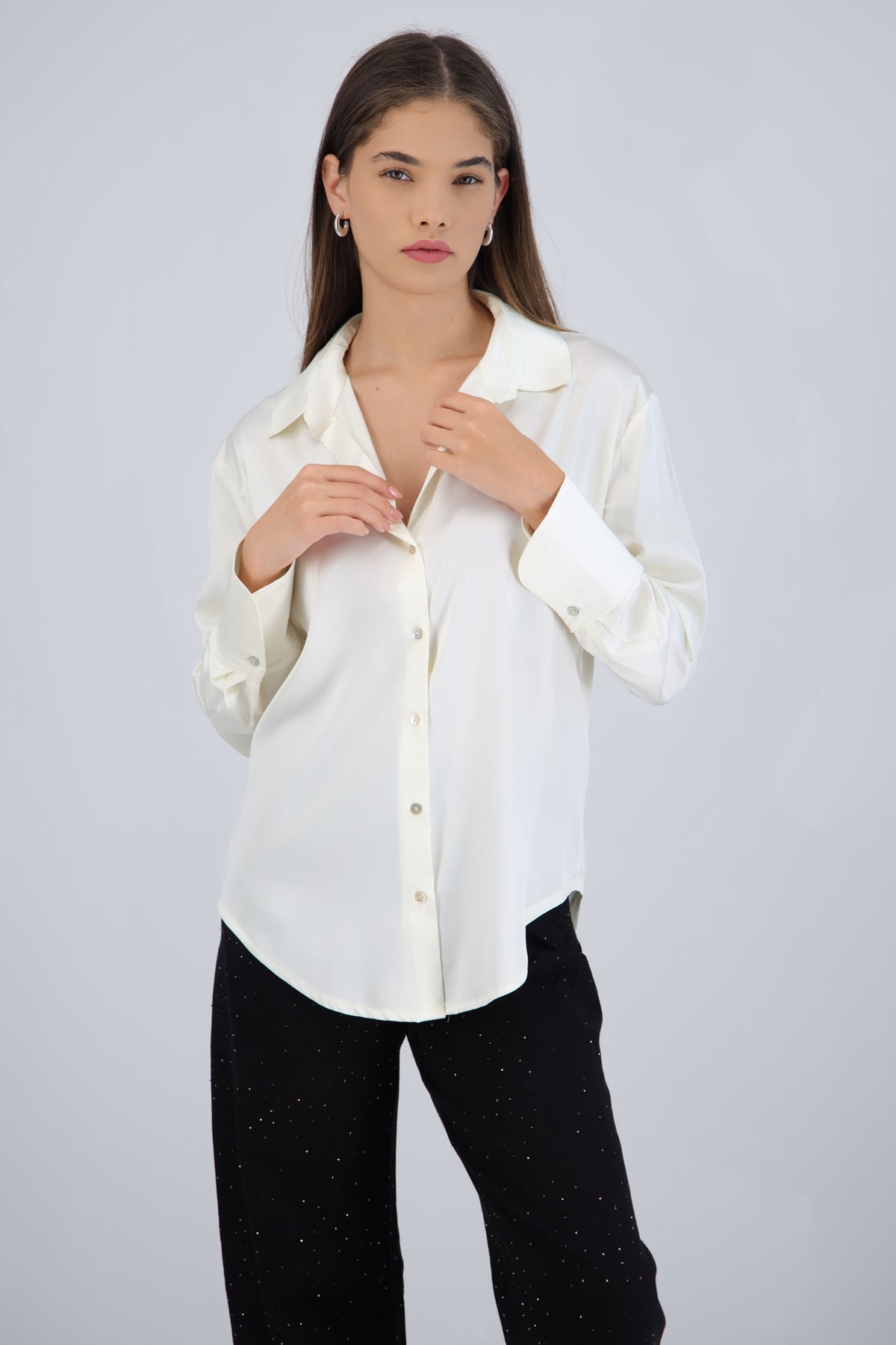 Camisa manga larga satin HUESO