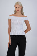 Top peplum off shoulder rayas