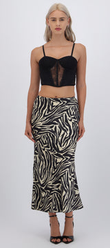 Falda midi estampado zebra