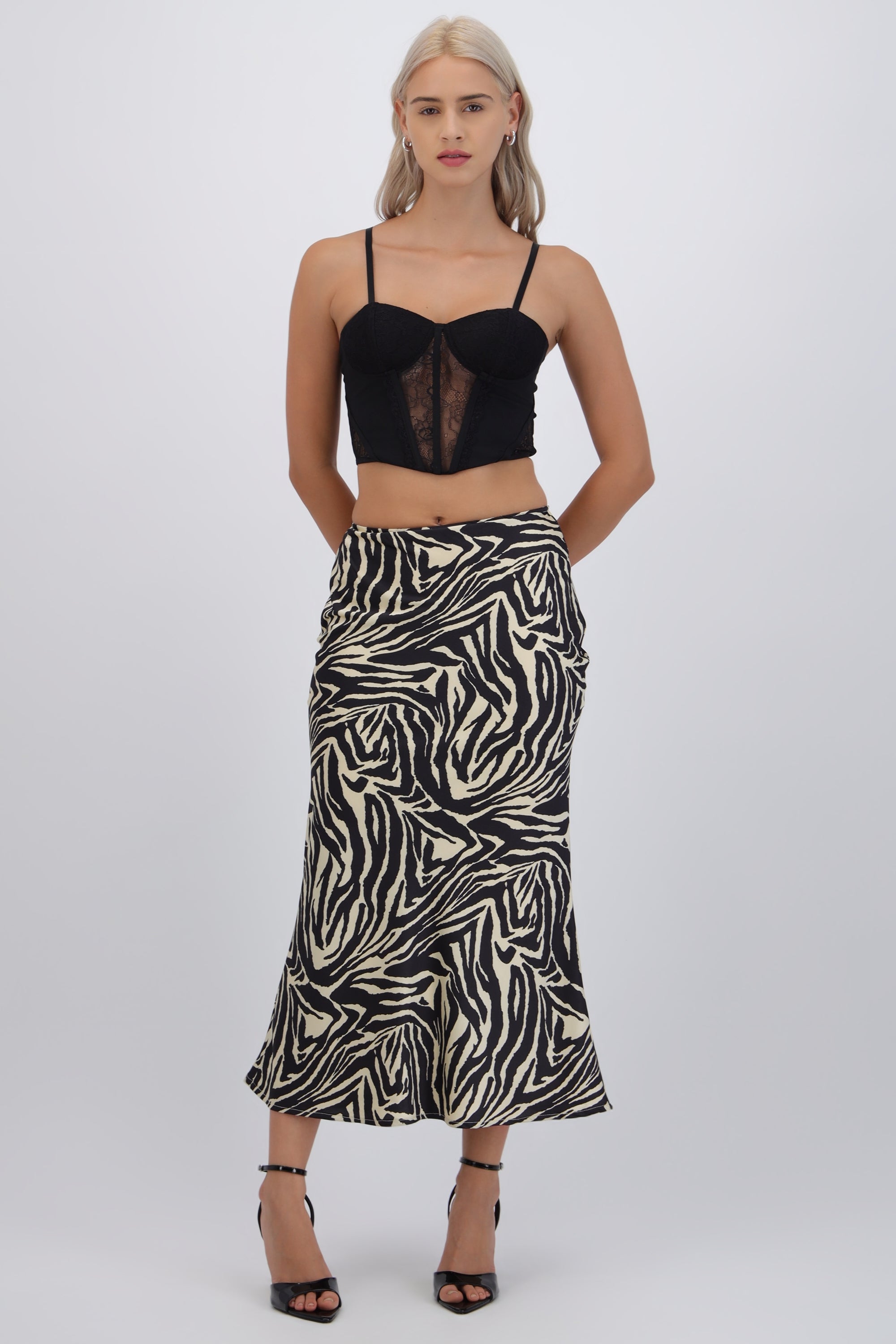 Falda midi estampado zebra