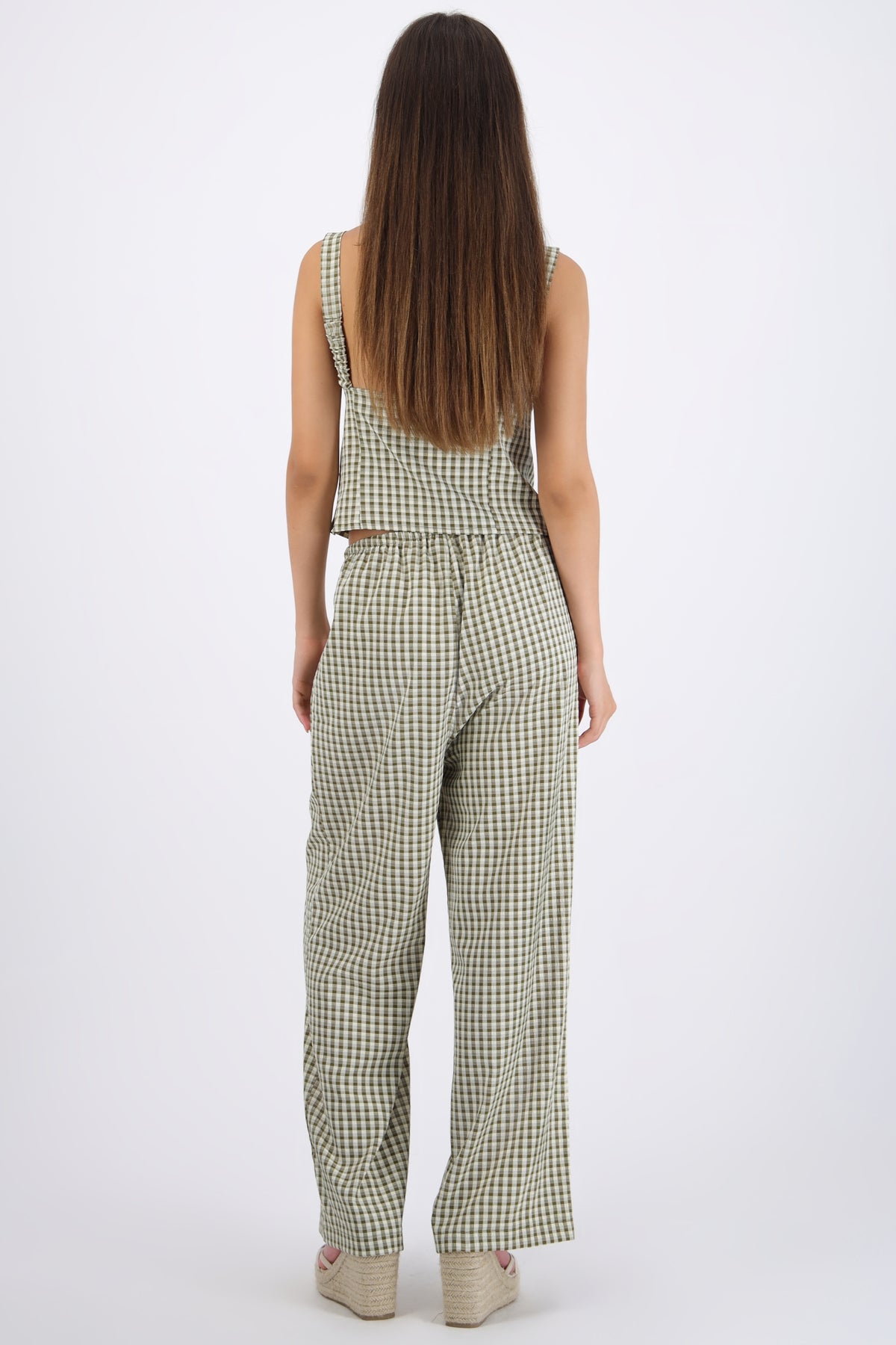 Pantalón estampado cuadros OLIVO COMBO