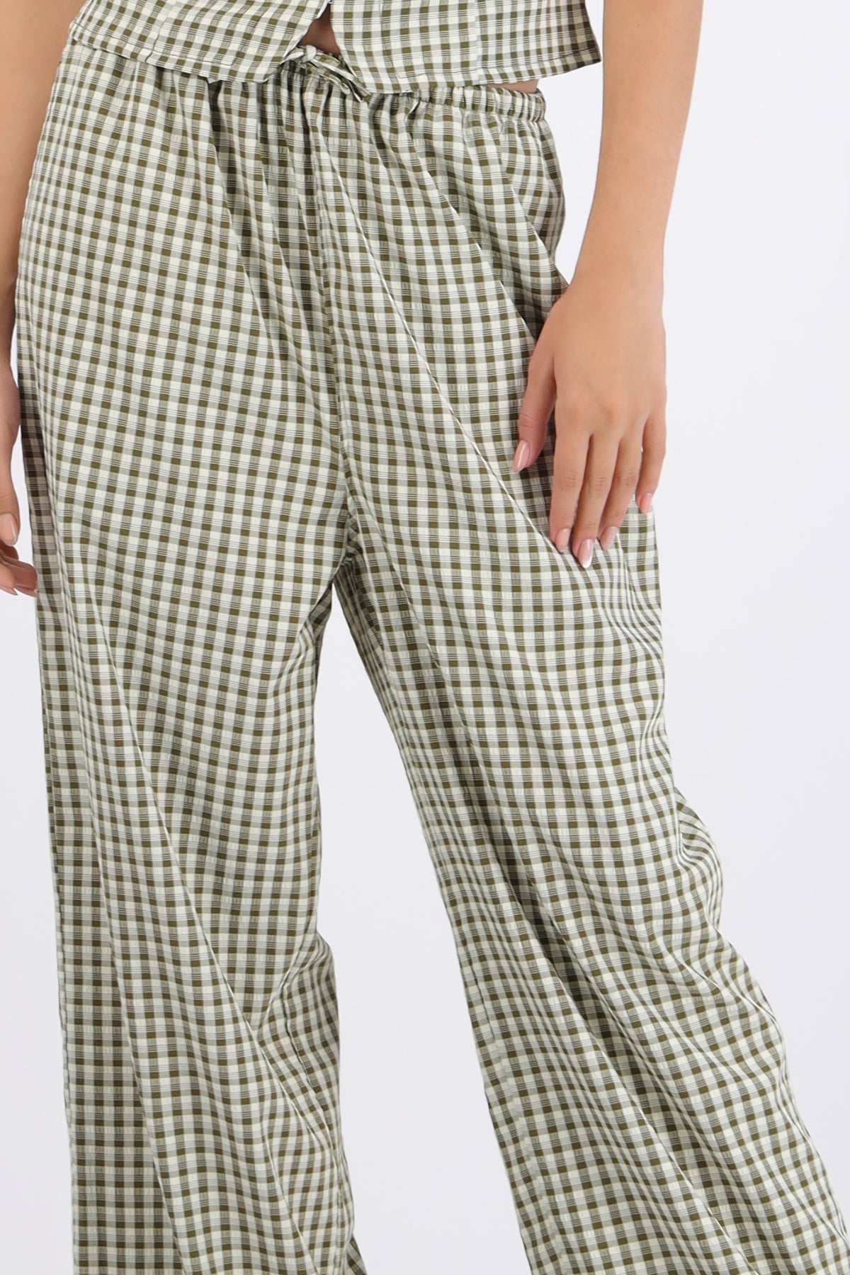 Pantalón estampado cuadros OLIVO COMBO