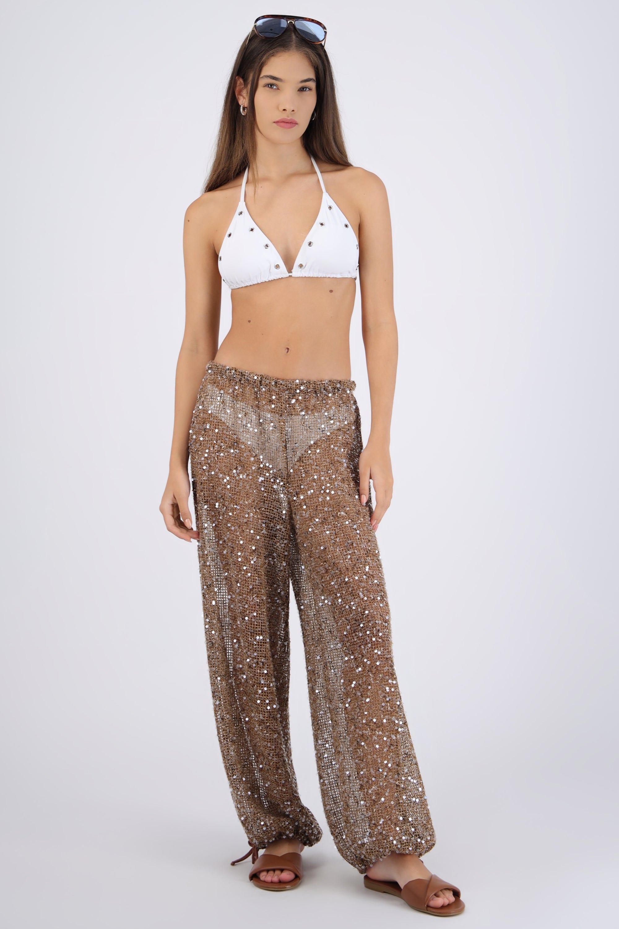 Pantalo lentejuelas crochet