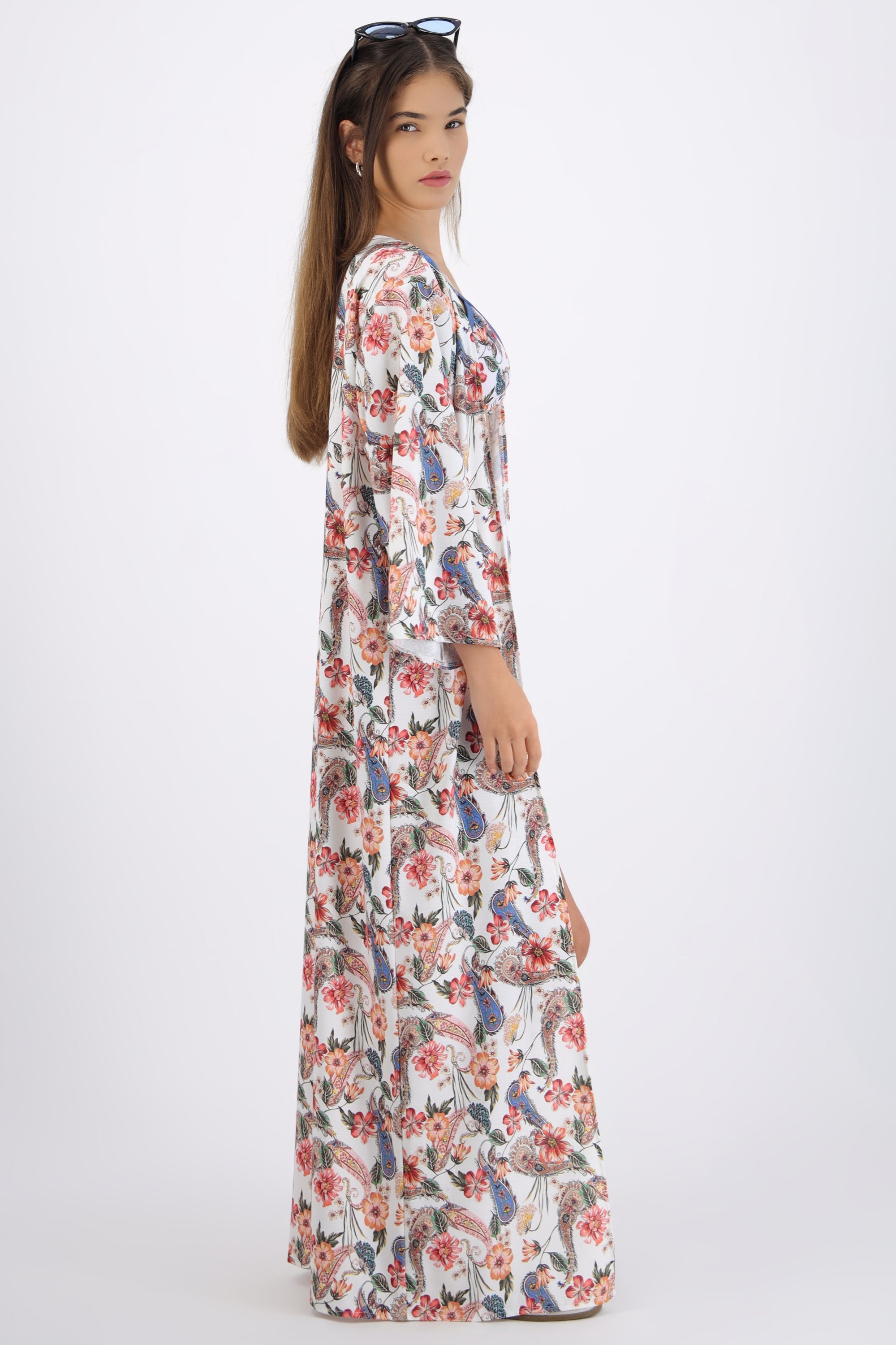 Kimono largo estampado AZUL COMBO