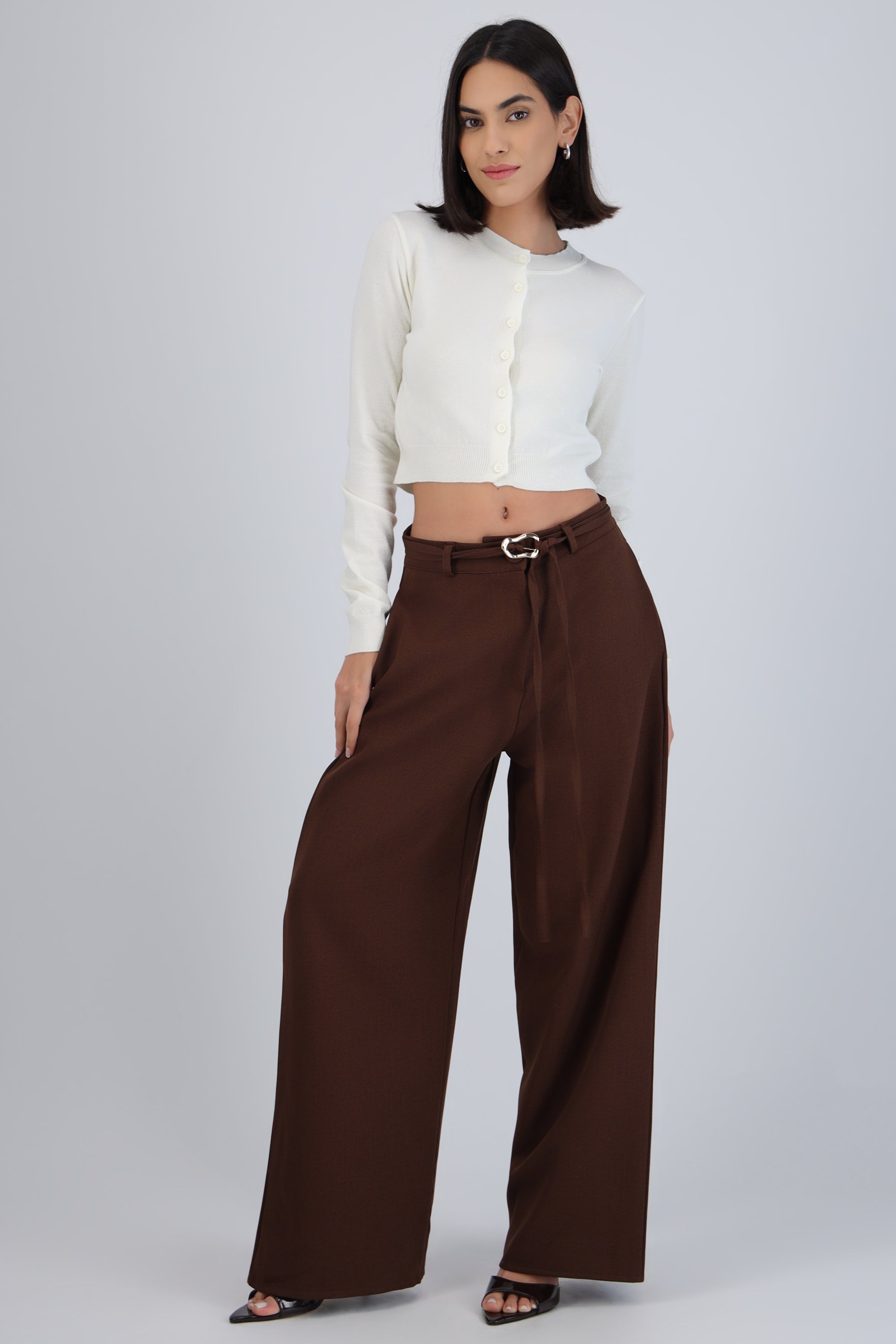 Pantalón tiras hebilla CHOCOLATE