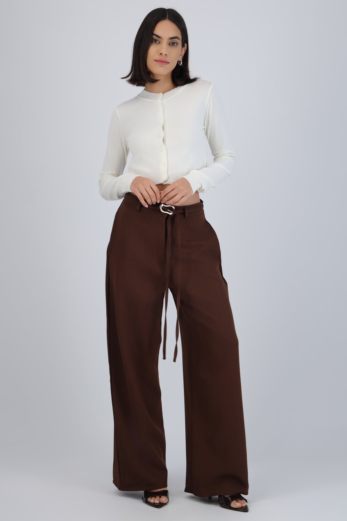 Pantalón tiras hebilla CHOCOLATE